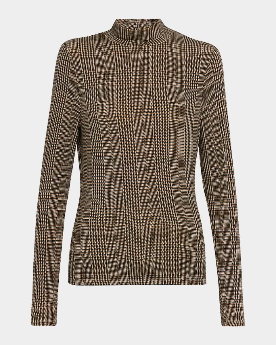 Nate Houndstooth Mock-Neck Top